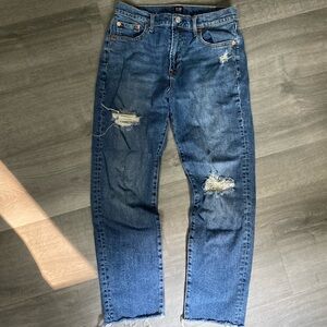 GAP Distressed Girlfriend Straight Leg Jeans